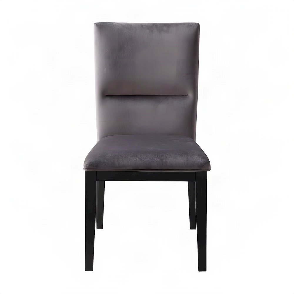 Polyester-Upholstered Dining Chair with Solid Rubberwood Legs, Gray