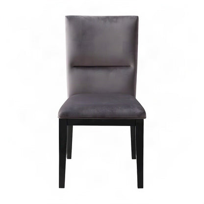 Polyester-Upholstered Dining Chair with Solid Rubberwood Legs, Gray
