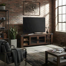 Wood Veneer and Iron Farmhouse TV Stand, Entertainment Center, Brown