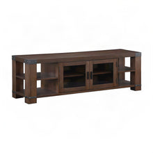 Wood Veneer and Iron Farmhouse TV Stand, Entertainment Center, Brown
