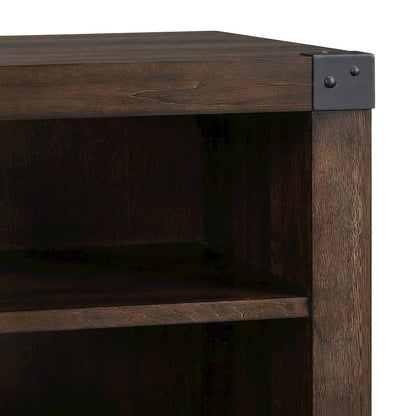 Wood Veneer and Iron Farmhouse TV Stand, Entertainment Center, Brown