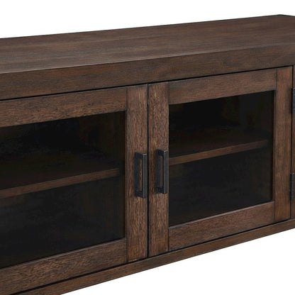 Wood Veneer and Iron Farmhouse TV Stand, Entertainment Center, Brown