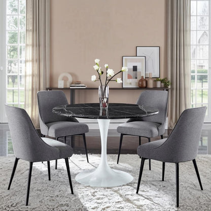 Charcoal Fabric Chairs Set of 2 – Mid Century Upholstered Dining Chairs