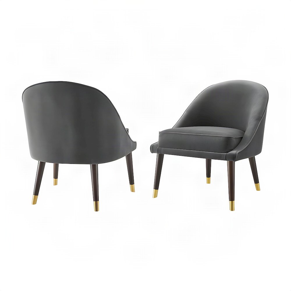Velvet-Upholstered Accent Chair with Iron Frame, Mid-Century Modern, Gray