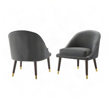 Velvet-Upholstered Accent Chair with Iron Frame, Mid-Century Modern, Gray