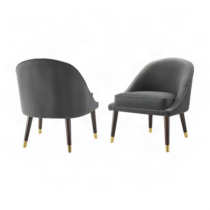 Velvet-Upholstered Accent Chair with Iron Frame, Mid-Century Modern, Gray
