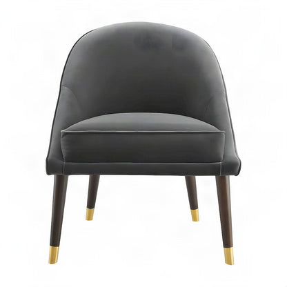 Velvet-Upholstered Accent Chair with Iron Frame, Mid-Century Modern, Gray