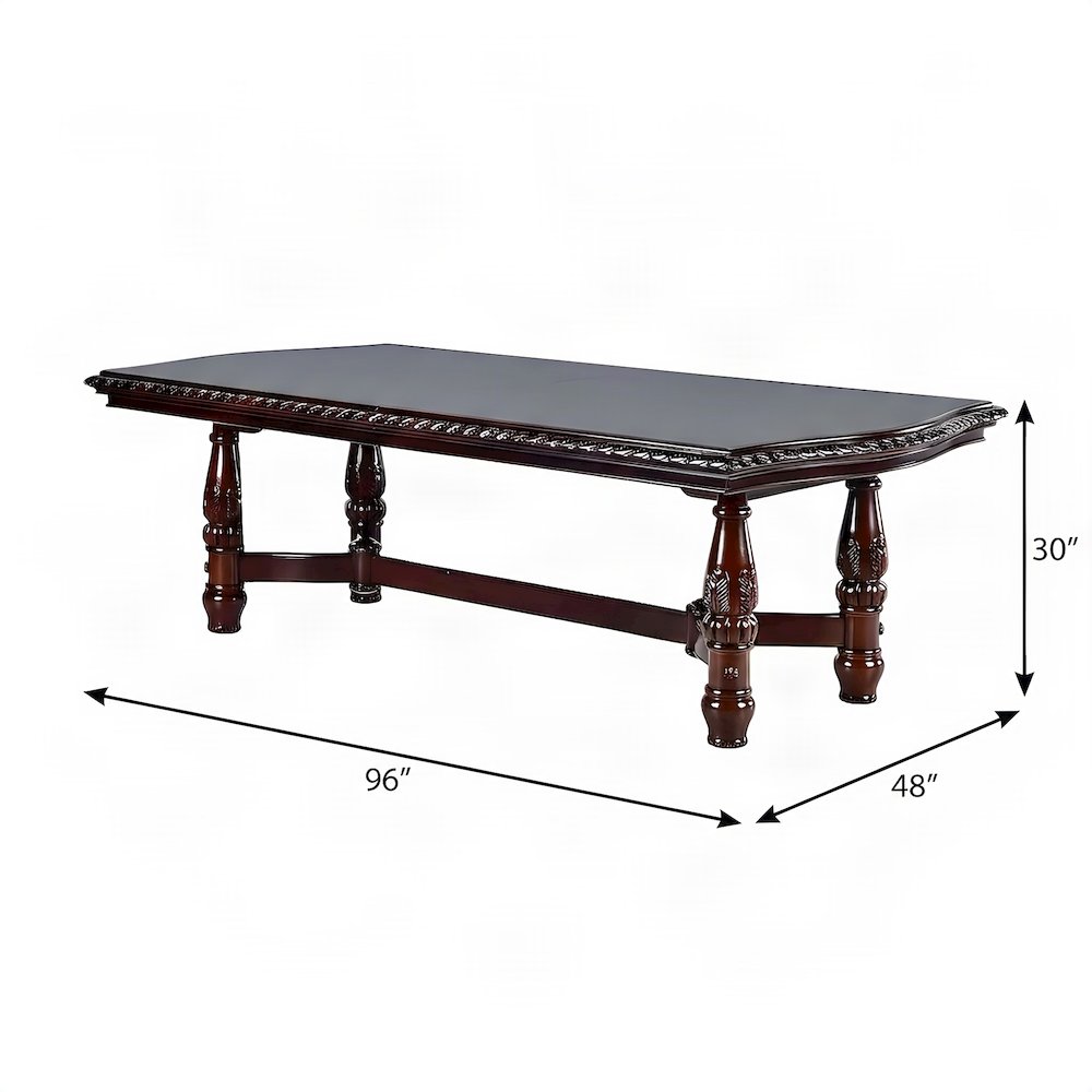 Poplar Extendable Rectangle Dining and Kitchen Table with Pedestal Base, Brown