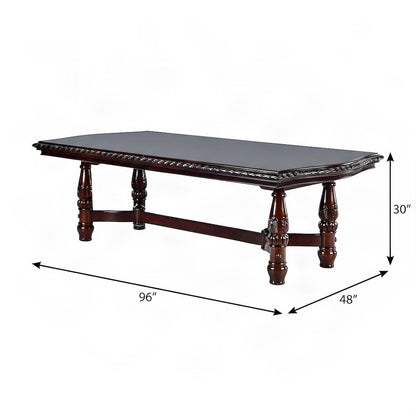 Poplar Extendable Rectangle Dining and Kitchen Table with Pedestal Base, Brown