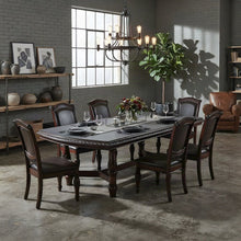 Poplar Extendable Rectangle Dining and Kitchen Table with Pedestal Base, Brown