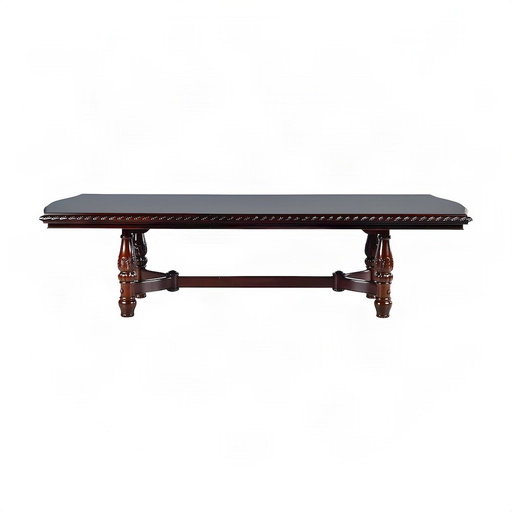 Poplar Extendable Rectangle Dining and Kitchen Table with Pedestal Base, Brown