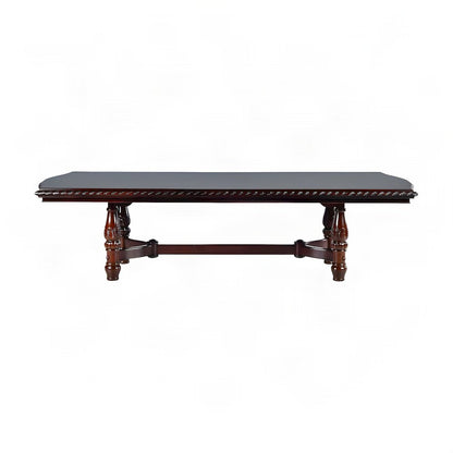 Poplar Extendable Rectangle Dining and Kitchen Table with Pedestal Base, Brown
