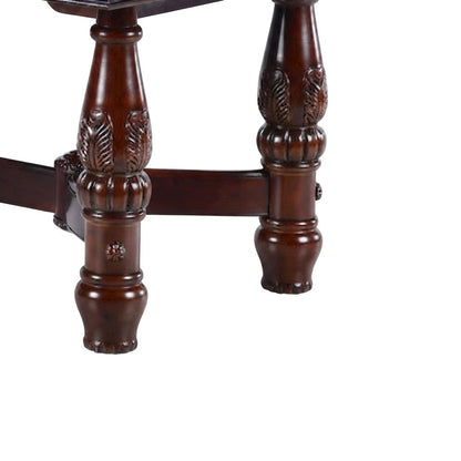 Poplar Extendable Rectangle Dining and Kitchen Table with Pedestal Base, Brown