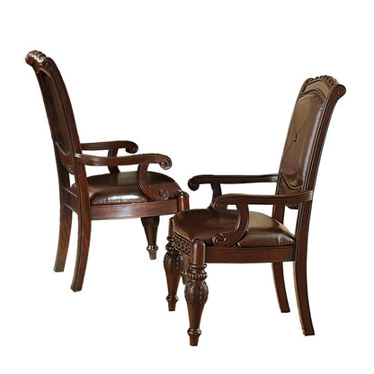 Arm Chairs- Set of 2, Multi-Step hand applied glazed finish in a warm brown cherry