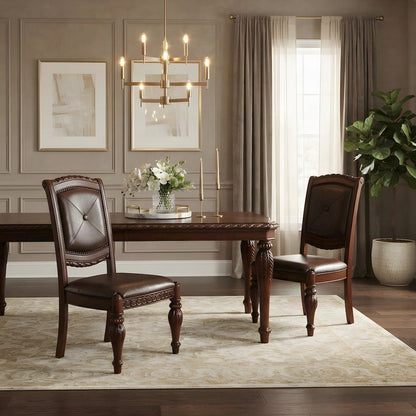 Upholstered Side Dining Chair with MDF Poplar Frame, Modern Style, Brown