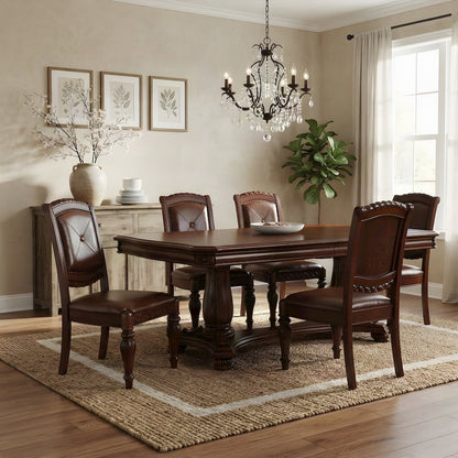 Upholstered Side Dining Chair with MDF Poplar Frame, Modern Style, Brown