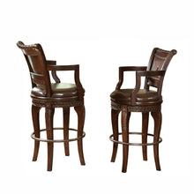 Swivel Bar Chairs- Set of 2, Multi-Step hand applied glazed finish in a warm brown cherry