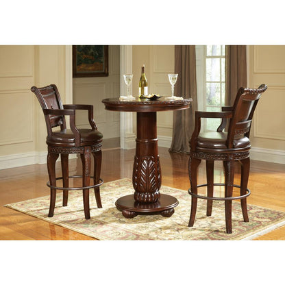 Swivel Bar Chairs- Set of 2, Multi-Step hand applied glazed finish in a warm brown cherry