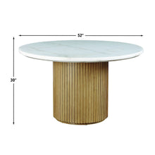 Colvin 52-inch Round White Marble Table, Brown Base