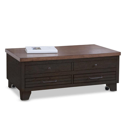 Bear Creek Lift-Top Cocktail Table with Casters, Brown