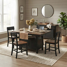 Iron and Rubberwood Counter Height Dining Table with Chairs 6 Piece Set, Black