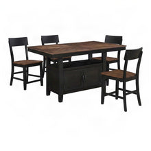 Iron and Rubberwood Counter Height Dining Table with Chairs 6 Piece Set, Black