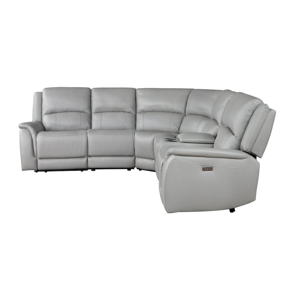 Alexandria 6-Piece Dual-Power Leather Reclining Sectional, Stone