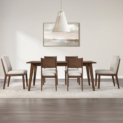 Canton 72" Solid Wood Dining Table, 2 Uph. Chairs, 4 Side Chairs