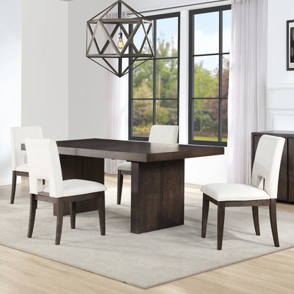 Evan 5-Piece 78-96 Inch w/18-inch leaf Table, 5 White Chairs
