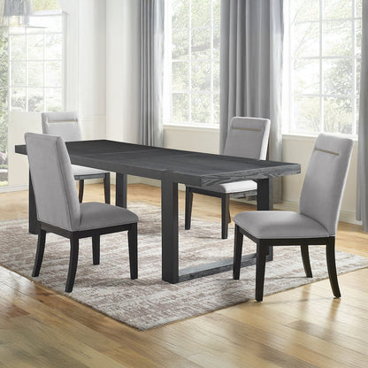 Yves Black Dining Table With 4 Grey Chairs