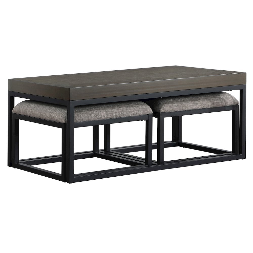 Yukon Rectangular Nesting Table with 2 Stools