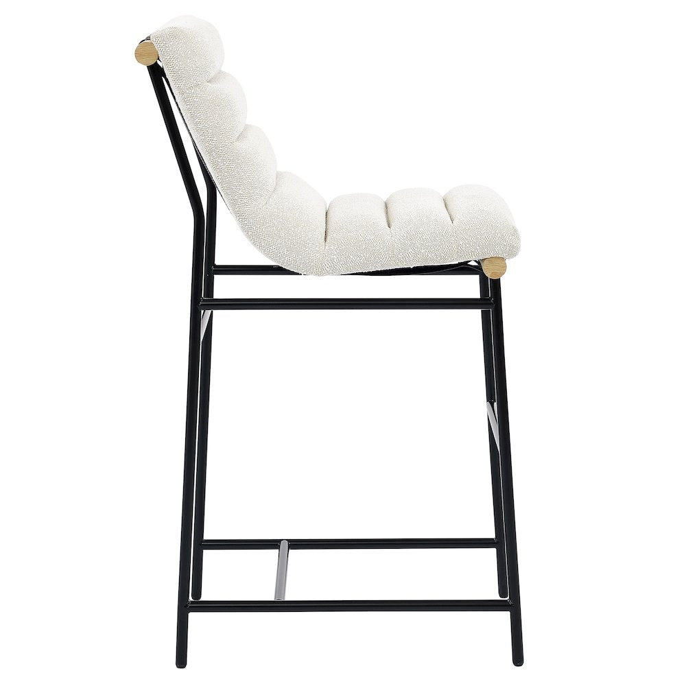 Nicco Eggshell Polyester 30" Bar Stool with Black Iron Base