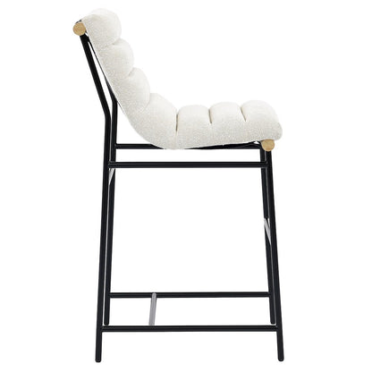 Nicco Eggshell Polyester 30" Bar Stool with Black Iron Base