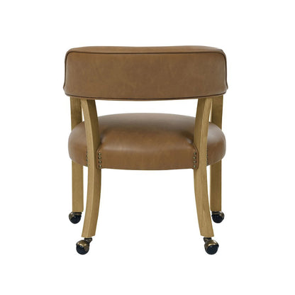 Camel Colored Captains Armchair with Rolling Casters