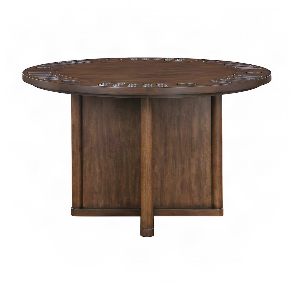 Rubberwood and Steel Kitchen Dining Table with Reversible Game Top, Brown