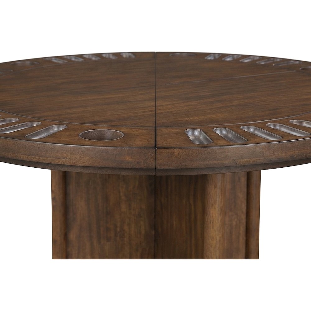 Rubberwood and Steel Kitchen Dining Table with Reversible Game Top, Brown