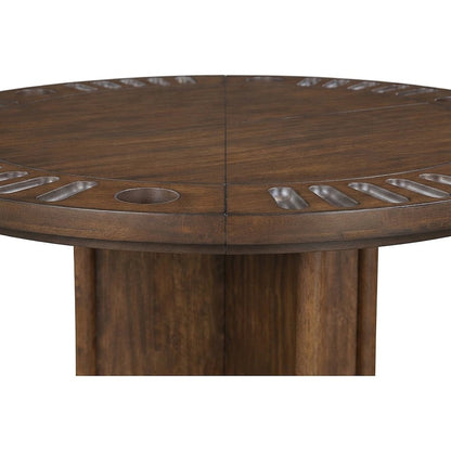 Rubberwood and Steel Kitchen Dining Table with Reversible Game Top, Brown