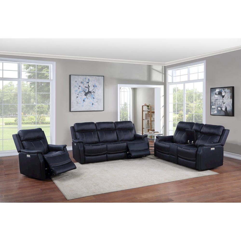 Valencia Dual Power Reclining Console Loveseat - Ocean