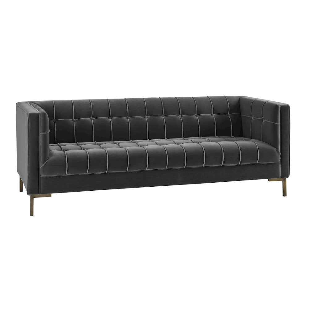 Isaac Gray Velvet Sofa