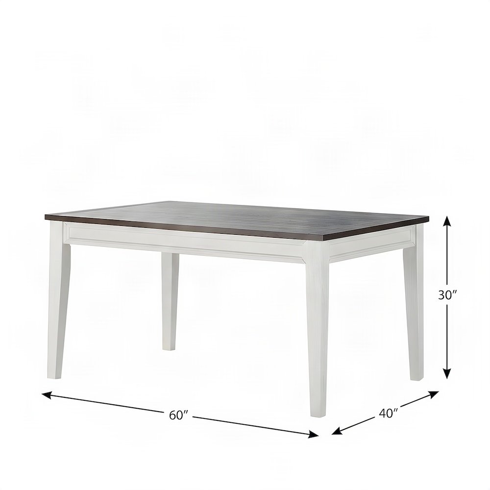 Mango Wood Fixed Top Dining Table, Modern Farmhouse Kitchen Table, White