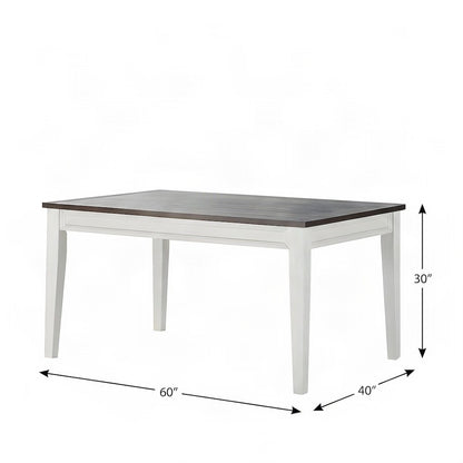 Mango Wood Fixed Top Dining Table, Modern Farmhouse Kitchen Table, White