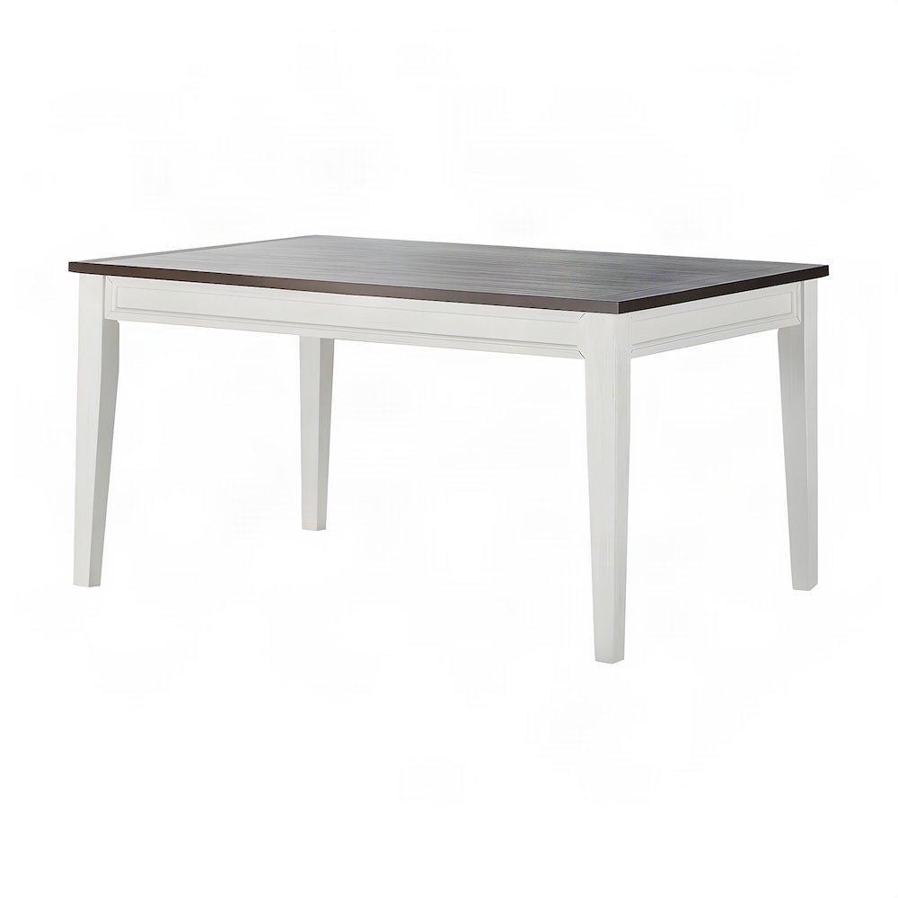 Mango Wood Fixed Top Dining Table, Modern Farmhouse Kitchen Table, White