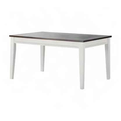 Mango Wood Fixed Top Dining Table, Modern Farmhouse Kitchen Table, White