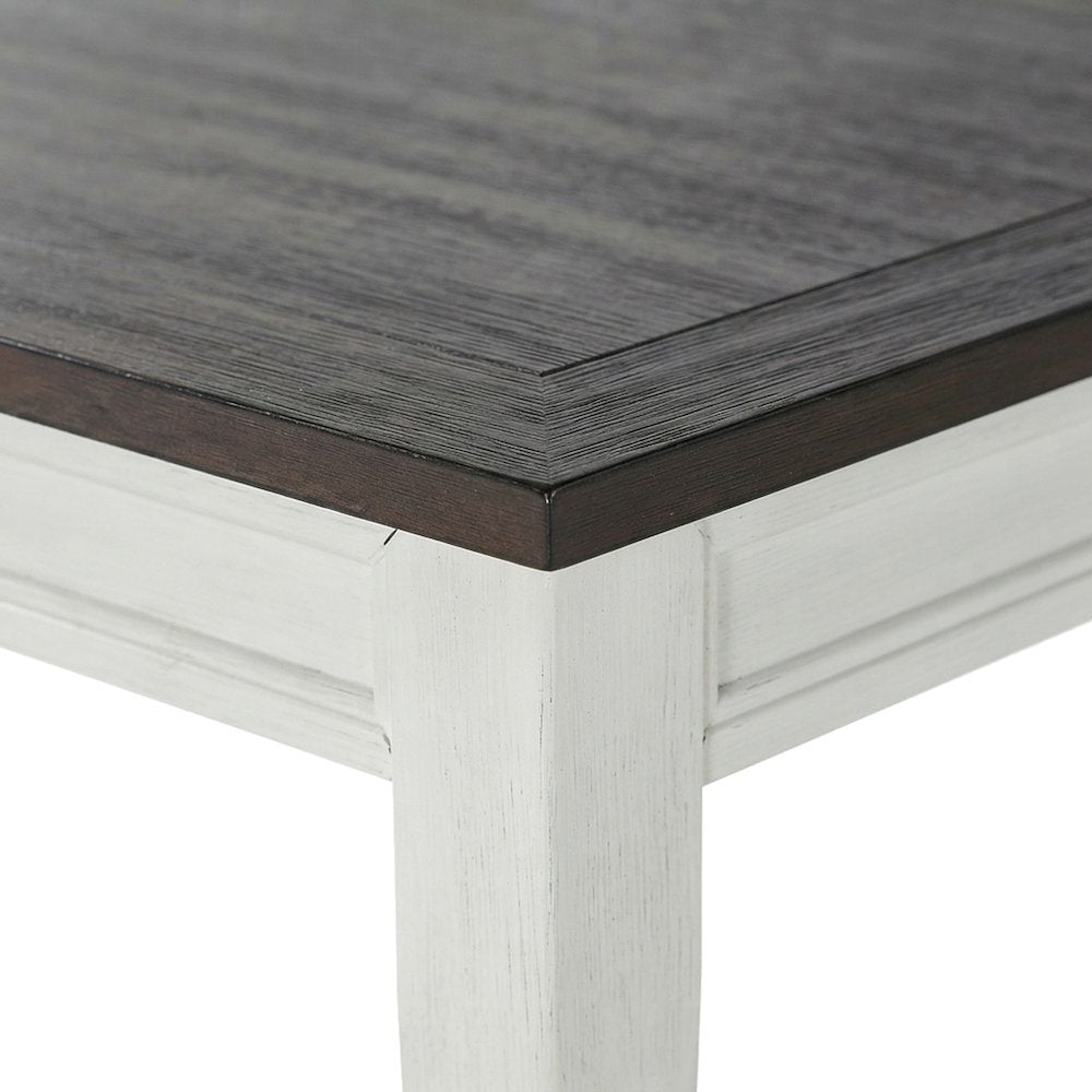 Mango Wood Fixed Top Dining Table, Modern Farmhouse Kitchen Table, White