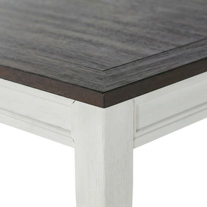 Mango Wood Fixed Top Dining Table, Modern Farmhouse Kitchen Table, White