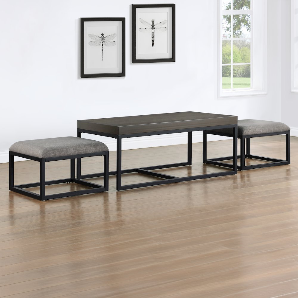 Yukon Rectangular Nesting Table with 2 Stools