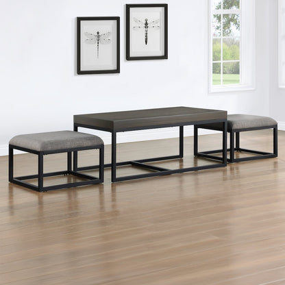 Yukon Rectangular Nesting Table with 2 Stools