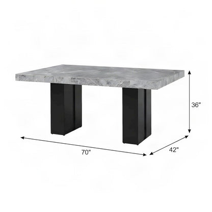 Camilla Rectangle Marble-Top Wood Counter Height Bar and Pub Table, Black