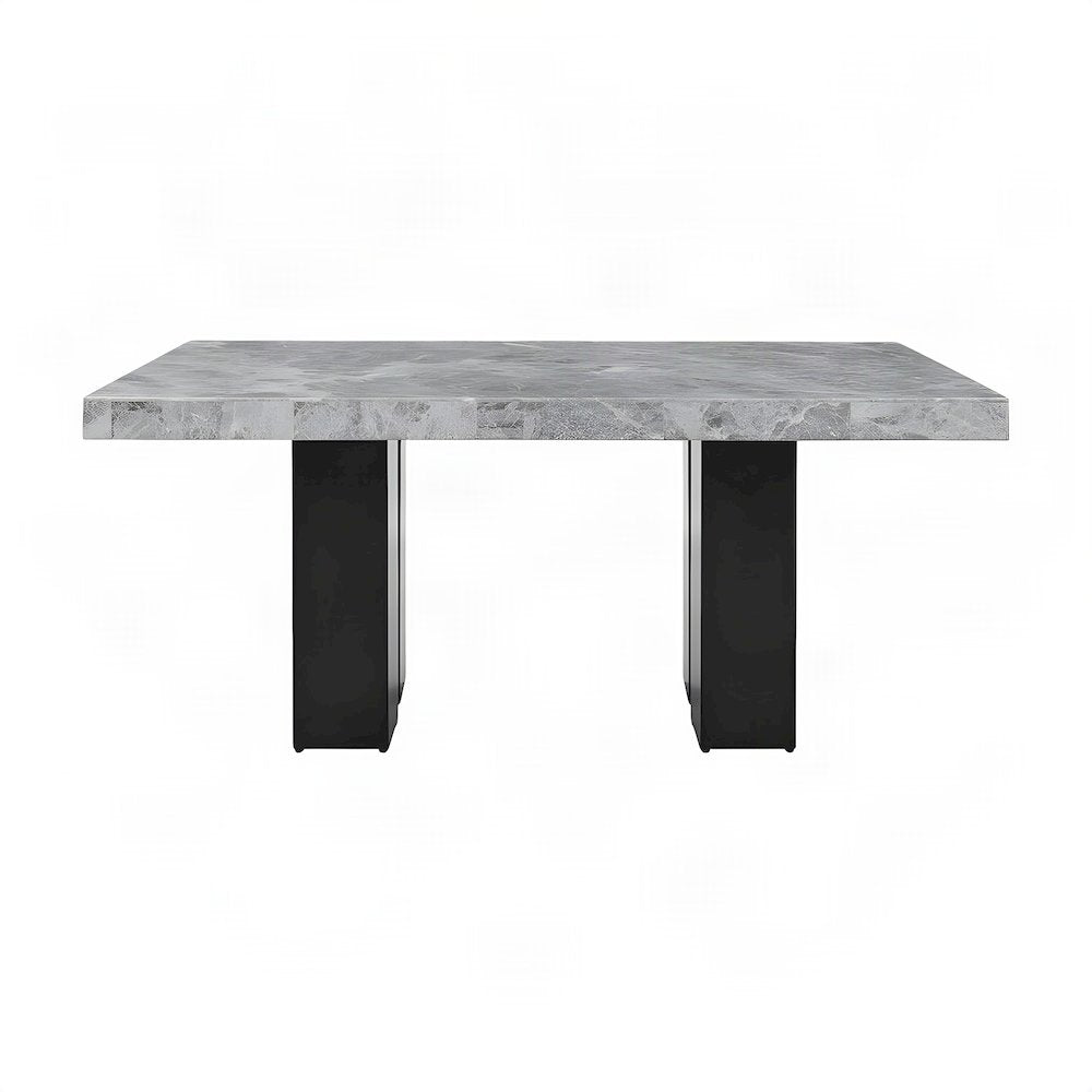 Camilla Rectangle Marble-Top Wood Counter Height Bar and Pub Table, Black
