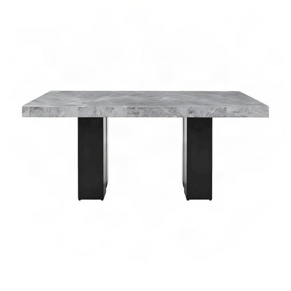 Camilla Rectangle Marble-Top Wood Counter Height Bar and Pub Table, Black